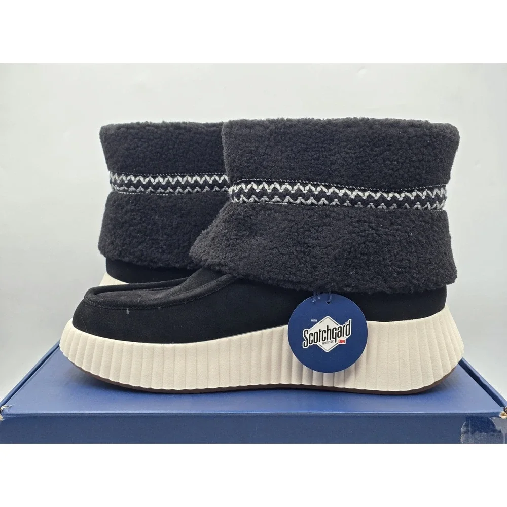 WHITE MOUNTAIN‎ Women's Digital Platform Faux Fur Bootie Sz 9.5 Black Suede